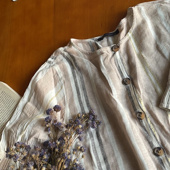 M&S linen short top in earthy tone - Picture 3 of 8